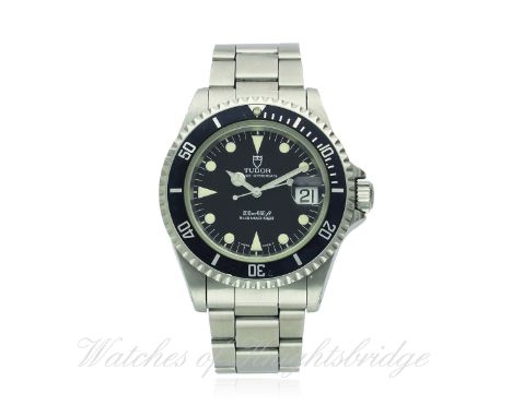 A GENTLEMAN'S STAINLESS STEEL ROLEX TUDOR PRINCE OYSTERDATE SUBMARINER BRACELET WATCH CIRCA 1995, REF. 79190
D: Matt black di