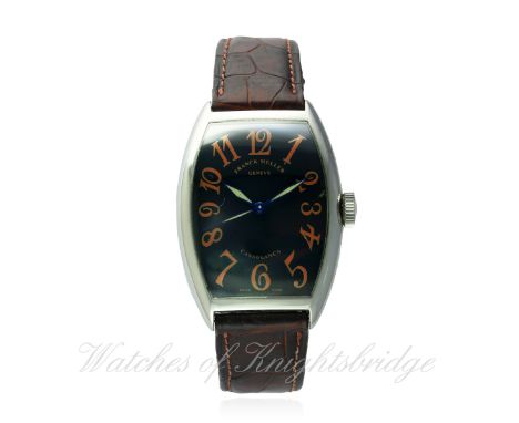 A GENTLEMAN'S STAINLESS STEEL FRANCK MULLER CASABLANCA SAHARA WRIST WATCH DATED 1999, REF. 5850 WITH BOX & PAPERS
D: Brown di