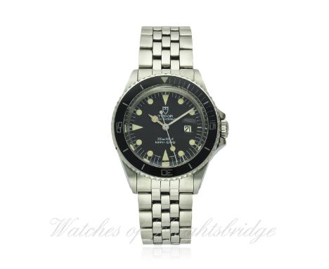 A LADIES STAINLESS STEEL ROLEX TUDOR PRINCE OYSTERDATE MINI SUB BRACELET WATCH CIRCA 1988, REF. 94400
D: Black dial with appl