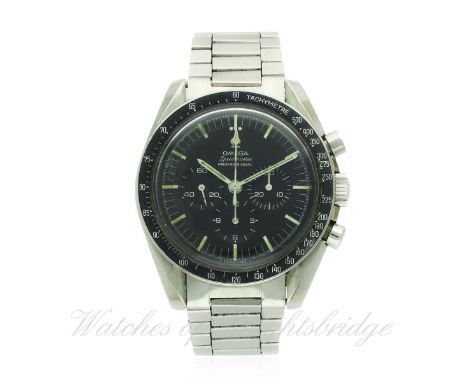 A RARE GENTLEMAN'S STAINLESS STEEL OMEGA SPEEDMASTER PROFESSIONAL CHRONOGRAPH BRACELET WATCH CIRCA 1966, REF. 105.012-66 
D: 