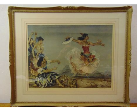 William Russell Flint framed and glazed lithograph of a flamenco dancer signed bottom right, 48 x 63.5cm