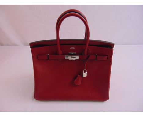 Hermes Sac Birkin 35 Veau Epsom BMMG10 H041702CK K1 Rouge Grenat in original presentation packaging, as new never been worn, 