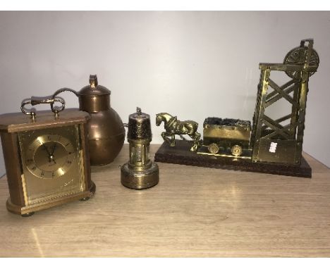 BRASS & COPPER WARE INCLUDING MINIATURE LAMP