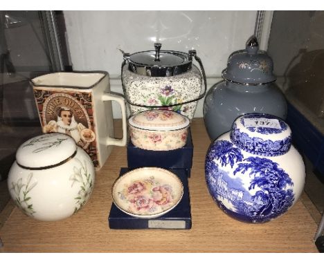 ROYAL DOULTON TRINKET BOX, DISH AND 5 OTHER PIECES