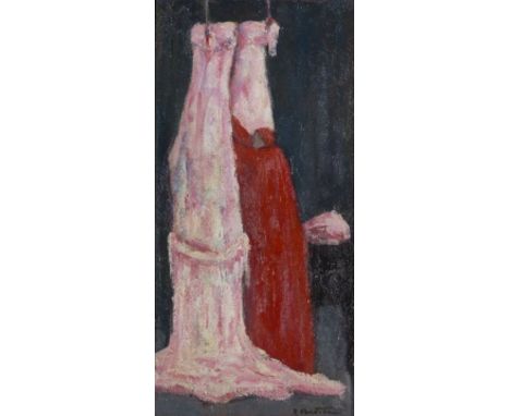 Bentini Roberto. Cardinale con due buoi. 1978 Dipinto a olio su compensato, cm 50x25. Firmato 'R. Bentini', in basso a sinist