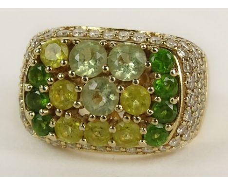 GAL Certified Multi Stone and 14 Karat Yellow Gold Ring. Stones Include approx. .66 Carat Canary Tourmalines, .64 Carat Light