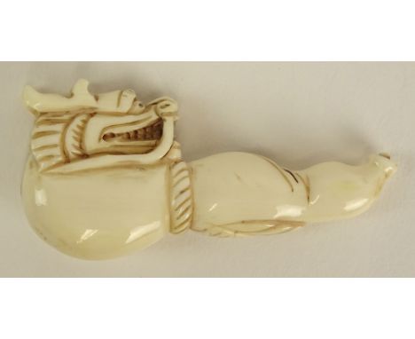 Vintage Japanese Ivory Netsuke. "Mythical Beast" Unsigned. Good Condition. Measures 2-1/2 Inch Tall. This item will only be s
