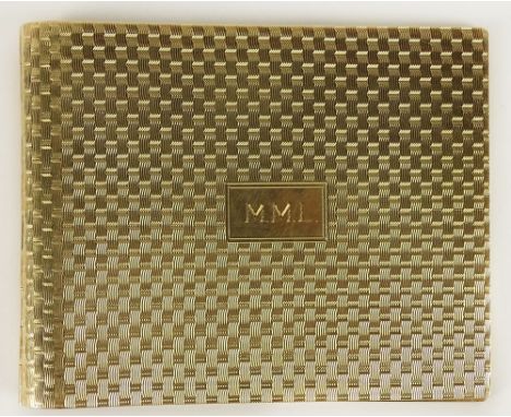 Vintage Tiffany & Co 14 Karat Engine Turned Yellow Gold Bill Fold-Money Clip. Signed. Monogramed M.M.L. Minor Surface Wear fr
