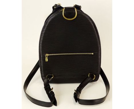 Lady's Vintage Louis Vuitton Black Epi Leather Mabillon Backpack Bag. Made in France. Good Condition or Better. Measures 12 I