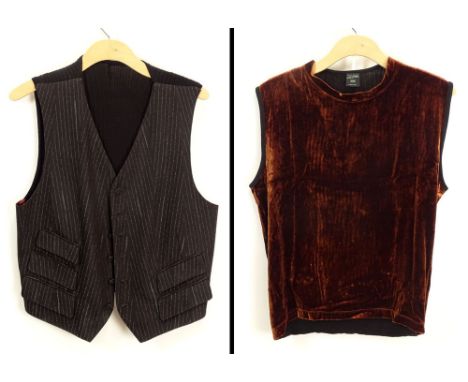 Men's Vintage Jean Paul Gaultier Homme Vest and Jean Paul Gaultier Homme Pull Over Velvet Sweater Vest. Made in Italy. Fabric