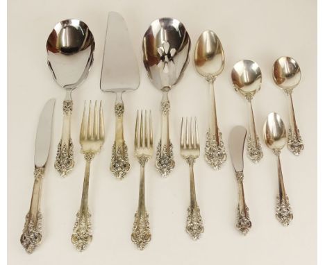 Seventy-Nine (79) Piece Wallace Sterling Silver "Grande Baroque" Flatware. This Set Includes 12 Forks, 7-1/2 Inches; 12 Salad