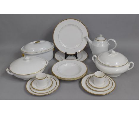 A Collection of Royal Worcester Champagne Gilt and White China to comprise Coffee Pots, Coffee Cans and Saucers, Plates, Cake