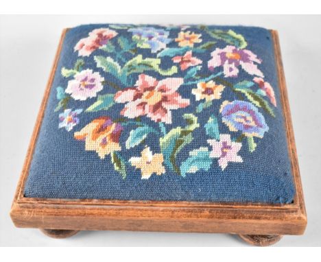 A Modern Tapestry Topped Square Foot Stool, 34cms 