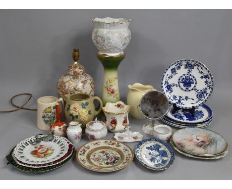 A Collection of Various Ceramics to comprise Oriental Ginger Jar, Lamp, Bottle Vase, Plates, Jugs Etc 