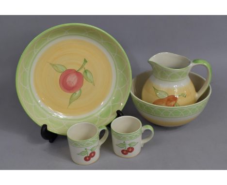Five Pieces of Royal Worcester Evesham Orchard China to comprise Two Mugs, Fruit Bowl, Bowl and a Jug 