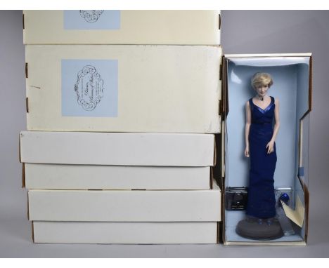 Four Boxed Franklin Mint Diana Princess of Wales Porcelain Portrait Dolls 