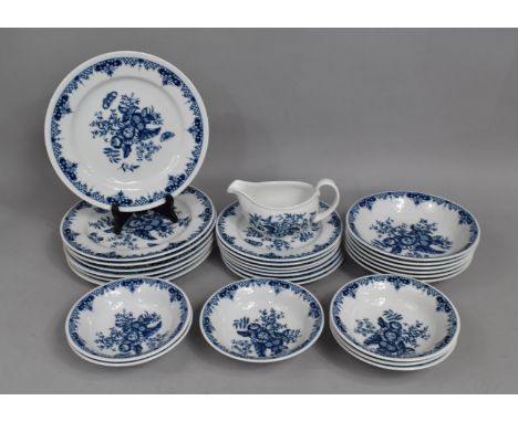 A Royal Worcester Hanbury Pattern Dinner Service to comprise Seven Large Plates, Seven Small Plates, Six Large Bowls, Six Sma