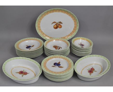 A Royal Worcester Evesham Orchard Dinner Service to comprise Oval Platter, Oval Dishes, Seven Large Bowls, Eight Medium Bowls