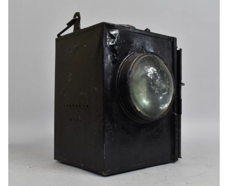 A Vintage LMS (London Midlands and Scottish Railway) Signal Lamp of Square Form Complete with Burner 