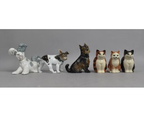 A Collection of Various Dog and Cat Ornaments to include Lladro, Volkstedt Etc 