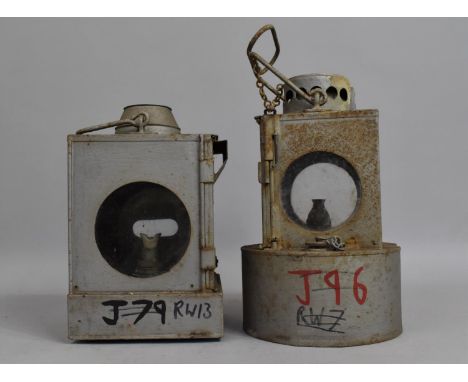 Two Vintage Railway Signalling Lamps, Made by The Lamp Manufacturing Co Ltd, London, Welch Patent, One Missing Ceramic Burner