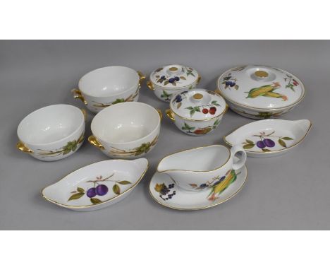 A Collection of Royal Worcester Oven to Table Dinnerwares to comprise Lidded Tureen, Sauce Boat, Oval Dishes Etc 