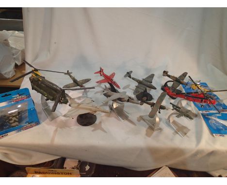 Ten Corgi aviation archive 1/72 scale aircraft and helicopters mostly in very good condition, unboxed, ex display models, plu
