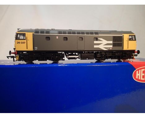 Heljan OO scale 26301, class 26 diesel, 26037, rail freight grey, excellent condition, some detail fitted, storage wear to bo