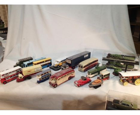 Selection of unboxed diecast vehicles, various makes and types including Corgi Showmans traction engine, mostly very good con