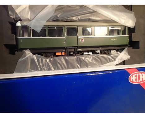 Heljan O gauge 88911, AC railbus, green, W79977, near mint, storage wear to box. UK P&amp;P Group 1 (£16+VAT for the first lo