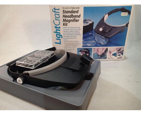 Light craft headband magnifier kit, built-in spotlight, four interchangeable magnifying lenses, boxed as new. UK P&amp;P Grou