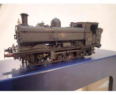 Bachmann class 57XX, re-numbered and detailed, light weathering, black, 5744, late crest, excellent condition, box for 32-216