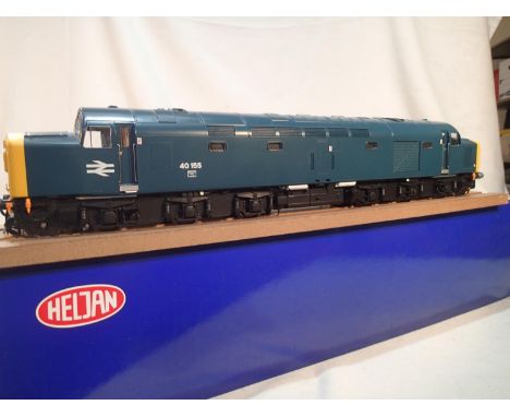 Heljan O gauge, class 40 diesel, blue, yellow ends, 40155, near mint, wrong box, box is for 40151 weathered. UK P&amp;P Group
