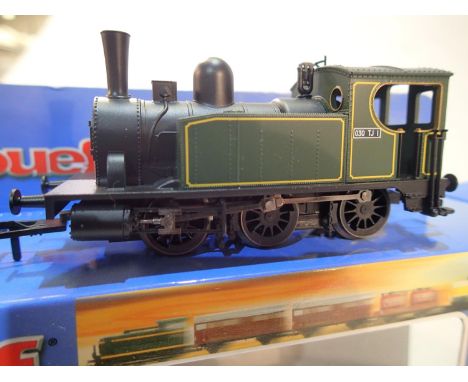 Jouef HO scale, 0.6.0 tank loco, 030-TJ-1, lined green, near mint condition, boxed. UK P&amp;P Group 1 (£16+VAT for the first
