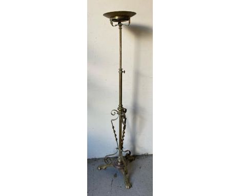 An early 20th century oil standard lamp in brass, converted to a lamp stand 