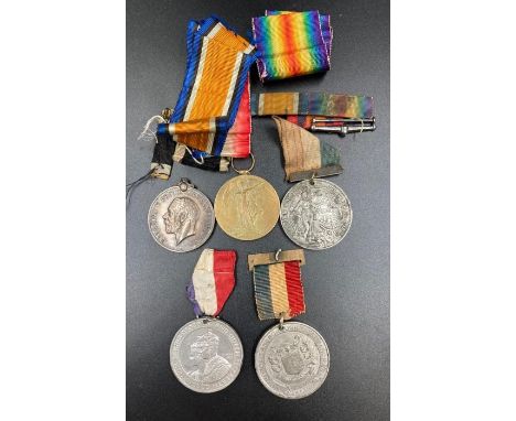 WWI War and Victory medals for 28777 SJT G Larbey R A M C along with assorted medals and ribbons