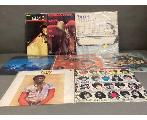 A selection of eight 70's and 80's LP including, Elvis, Yazoo, Jimmy Clift, Genesis and The Rolling Stones 