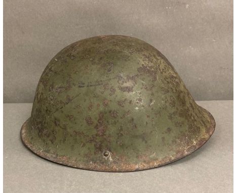 A Canadian/British World War II turtle helmet 