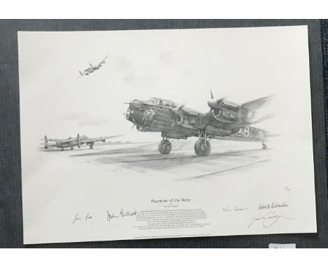 Nicolas Trudgian Phantom of the Ruhr Limited Edition signed by 4 RAF Lancaster aircrew who all flew in Phantom of the Ruhr wi