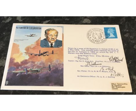Flown and signed cover Marshall of The Royal Air Force Sir Arthur T Harris RAF Museum HA4 Historic Aviators cover 1976, flown