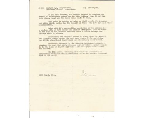WW2 Imperial Airways Egypt 1944 This is an original notice to air passengers from Captain R F Caspareuthus, Commander of Shor