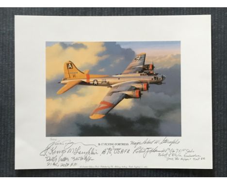 Nicolas Trudgian B 17 Flying Fortress signed by 5 prominent USAAF veterans who flew B 17 Flying Fortresses and B 24 Liberator