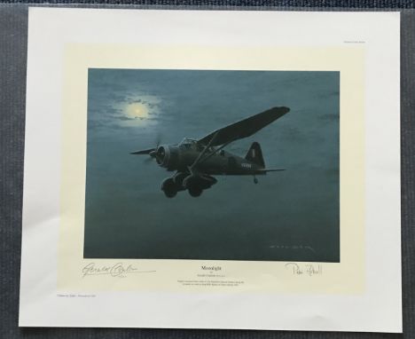 Gerald Coulson Moonlight Limited Edition signed by WW2 Special Duties Lysander Pilot Flt. Lt. Peter Arkell RAF. This print is