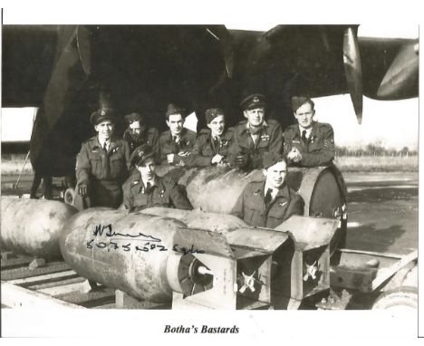 WW2 W/O Norman Turner DFM 50/35/582 sqn seated left signed 7 x 5 inch b/w photo, Lancaster bomber command veteran. Good condi