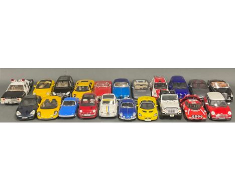Model Cars - Burago, Maserati Spyder, 1/18 scale; Erti, 1962 Corvette, 1/18 scale; Anson, Renault Spider, 1/18 scale; Sun Sta