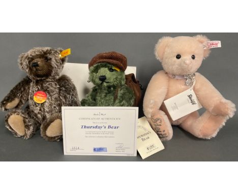 Steiff (Germany) EAN 663321 Krystie The Swarovski Bear, pink, trademark crystal 'Steiff' button to ear with red and white tag