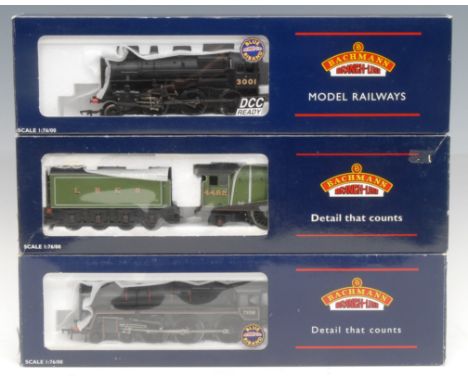 Bachmann Branch-Line Model Railways - 32-575 Ivatt Class 4 3001 LMS Black Double Chimney locomotive, 00 gauge, boxed; 32-501 