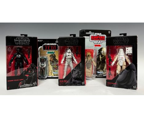 Kenner Star Wars Return of the Jedi Nikto (Shiff Guard) bubble card back figure; another, 4-Lom; Star Wars black series Snow 