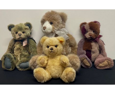 Charlie Bears - Michelle, CB191920, white organza bow, 45cm; others, Agnes, CB161618, 38cm; Medley CB181871B, with organza bo