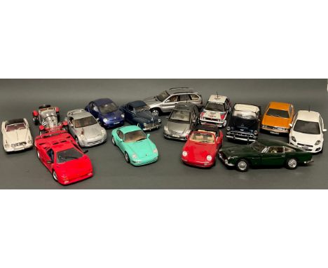 Model Cars - Burago, Lamborghini Countach 1988, 1/18 scale; Chevrolet Corvette C5 1997, 1/18; Jaguar "E" 1961, 1/18 scale; Th